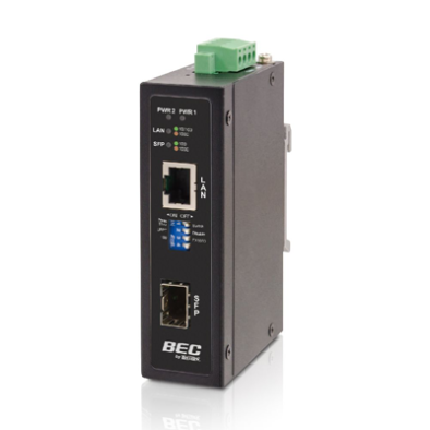 BEC 1 GbE RJ45 to 1x 100/1000 Base SFP Industrial Media Converter