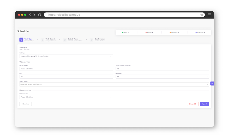 BECentral® Firmware Management Freature Screen Shot